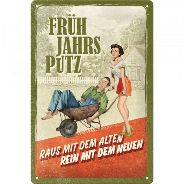 Blechschild Frühjahrsputz 20 x 30cm