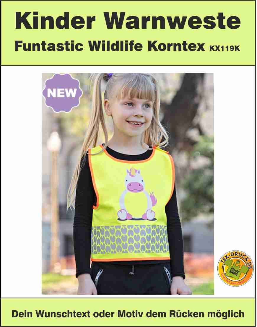Kinder Warnweste Funtastic Wildlife CO² Neutral Korntex KX119K