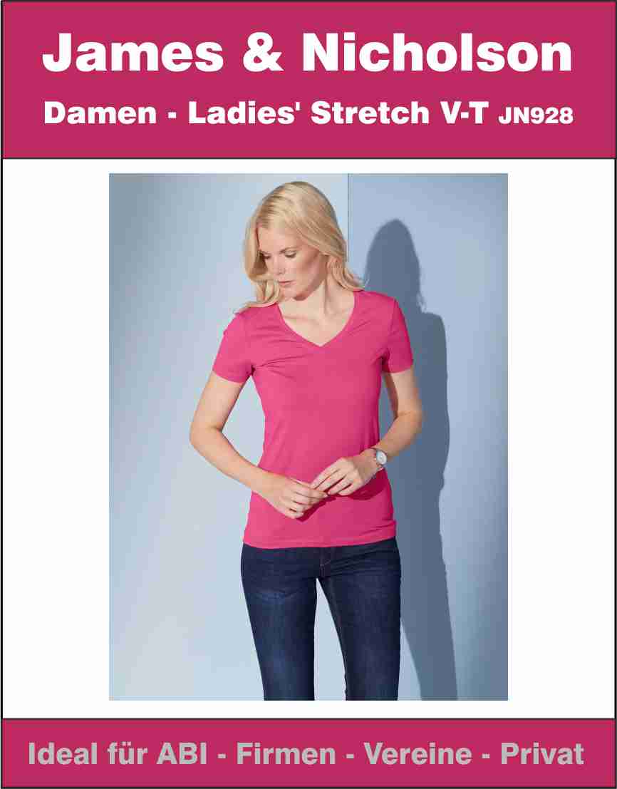 Damen - Ladies' Stretch V-Neck James & Nicholson JN928