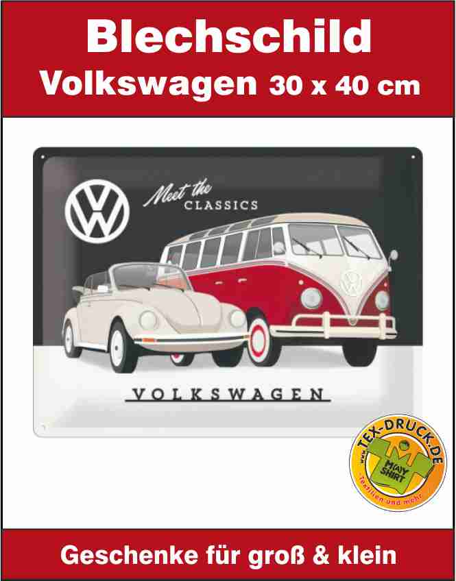 Blechschild 30x40 cm - Volkswagen - VW Meet The Classics
