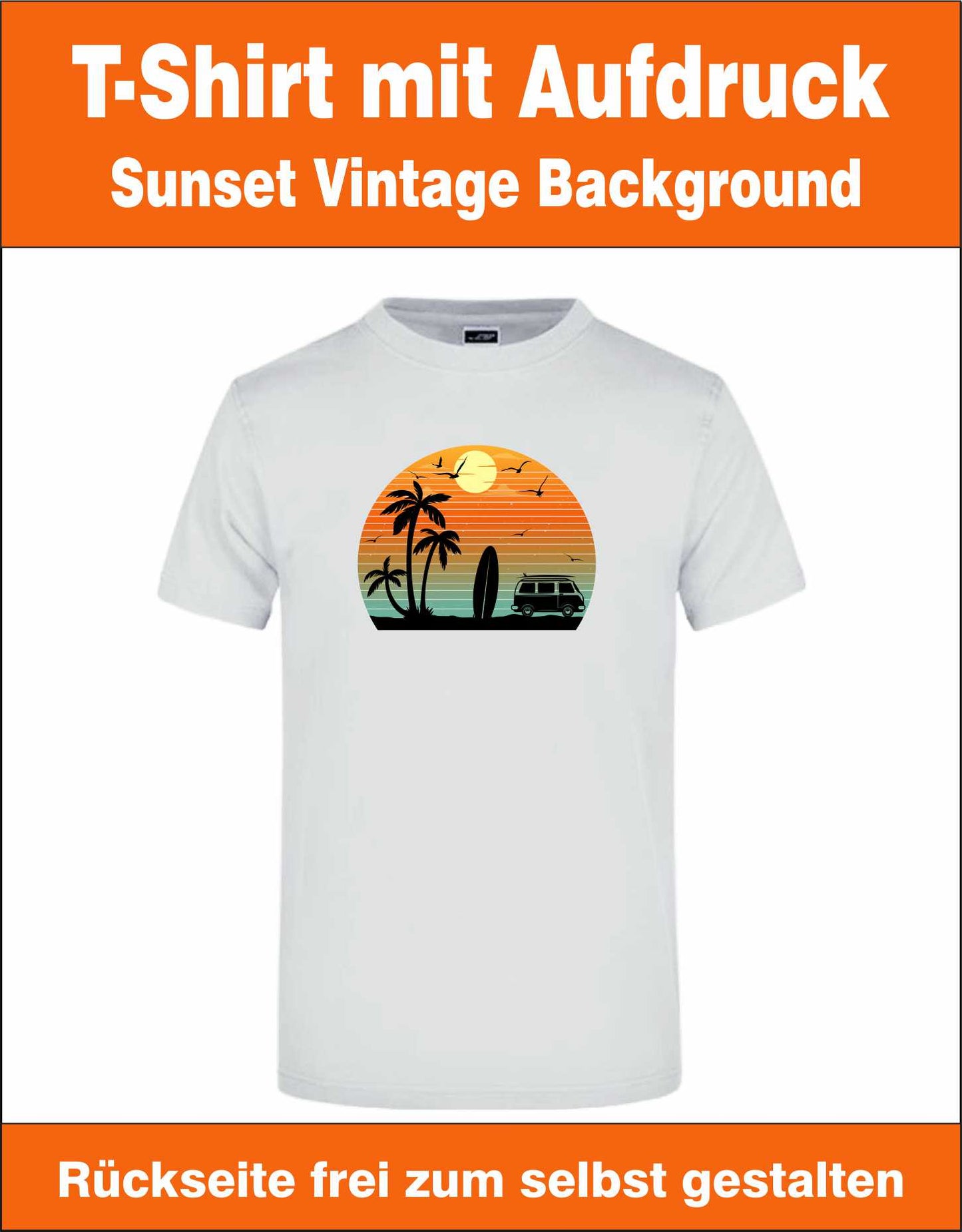 T-Shirt Bus Retro-Sunset Vintage Background