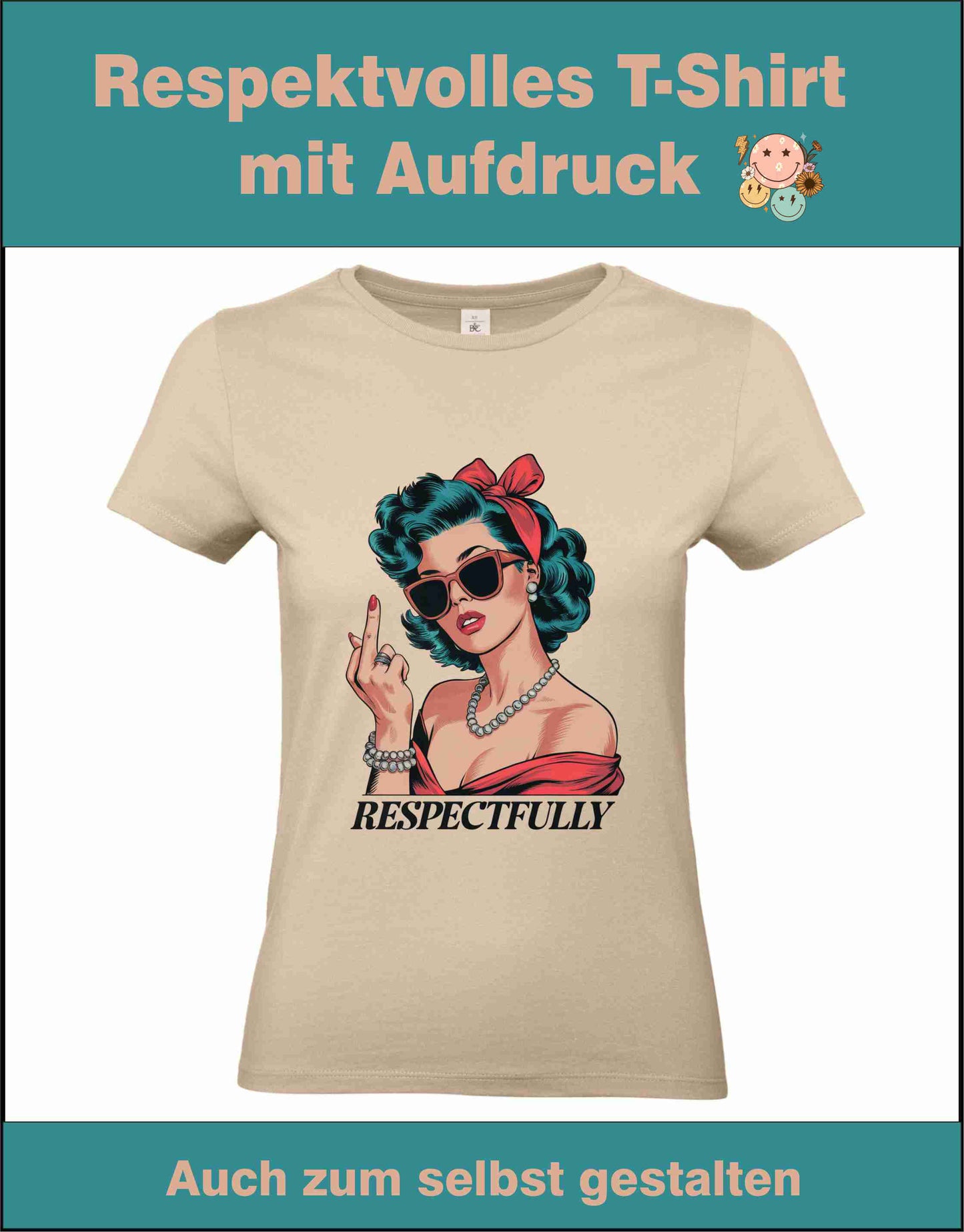 Respectfully-Middle-Finger-Retro- T-Shirt B&C Women´s #E190