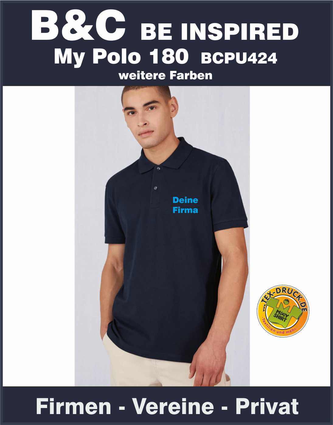 B&C BE INSPIRED My Polo 180 / BCPU424 weitere Farben