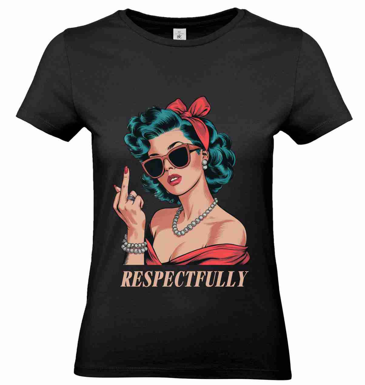 Respectfully-Middle-Finger-Retro- T-Shirt B&C Women´s #E190