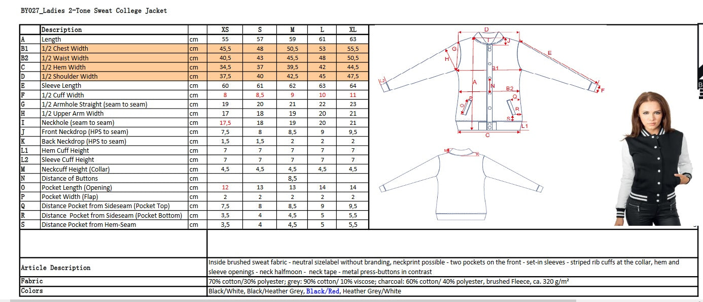 Ladies´ Sweat College Jacket Build Your Brand BY027