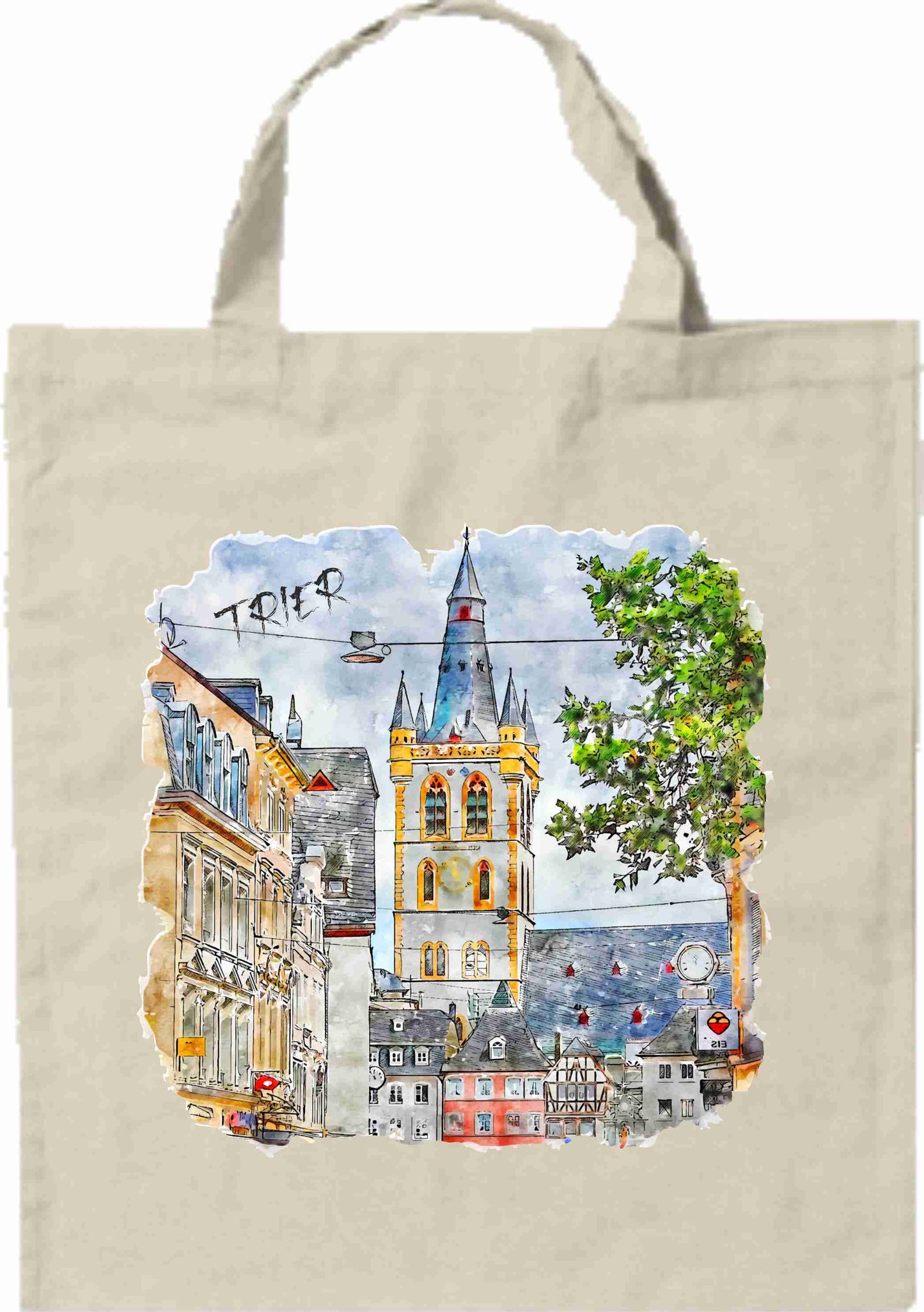 Trier Baumwolltasche aquarell Skizze Handgezeichnete Illustration