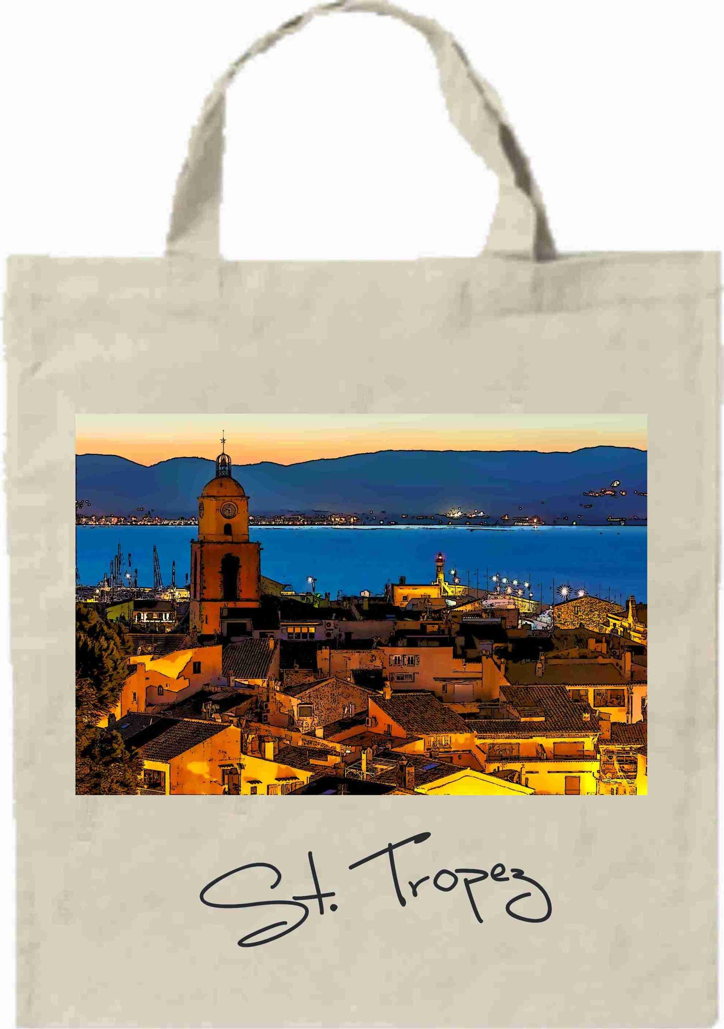 Saint Tropez Baumwolltasche Künstlerich