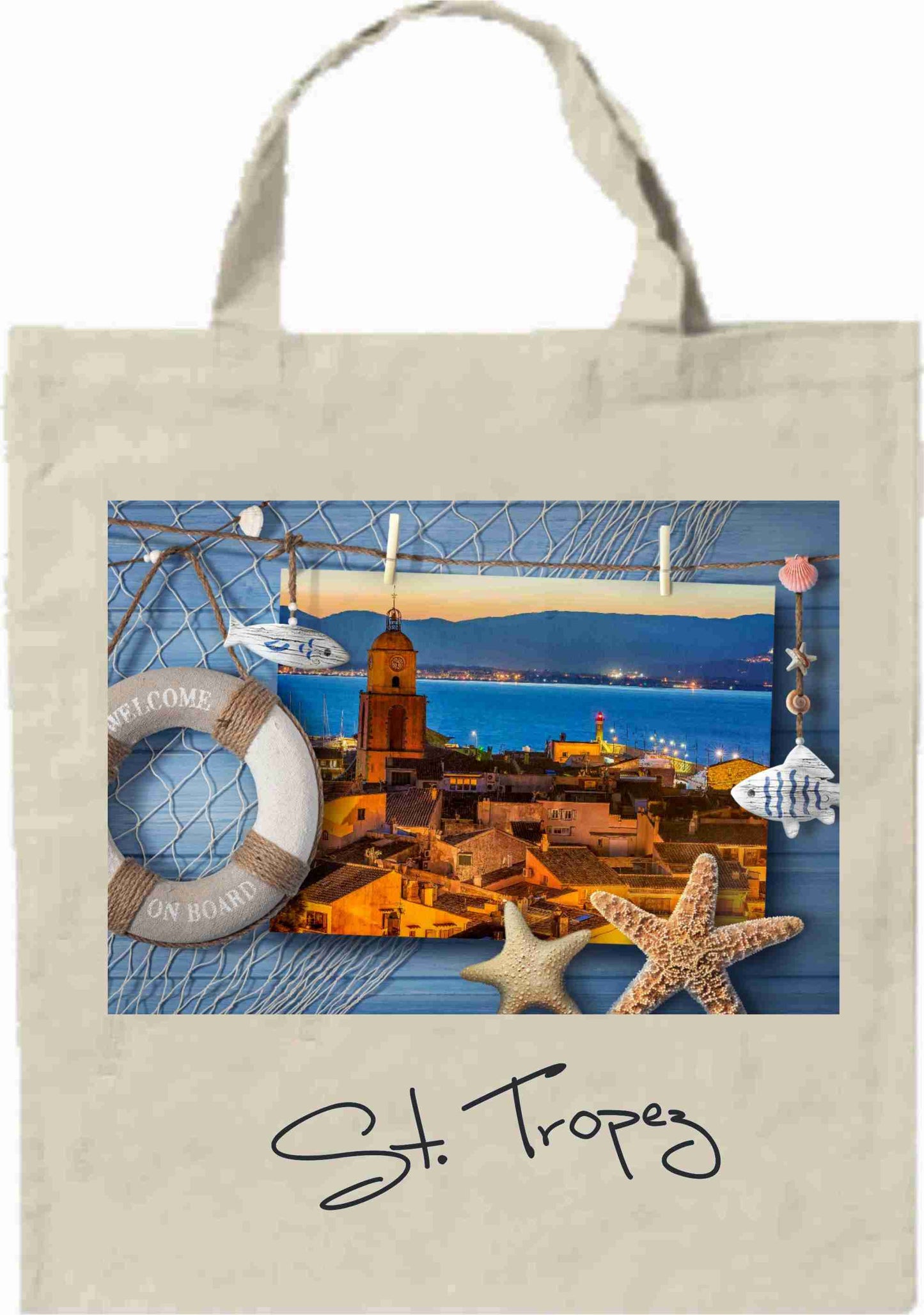 Saint Tropez Baumwolltasche Künstlerich