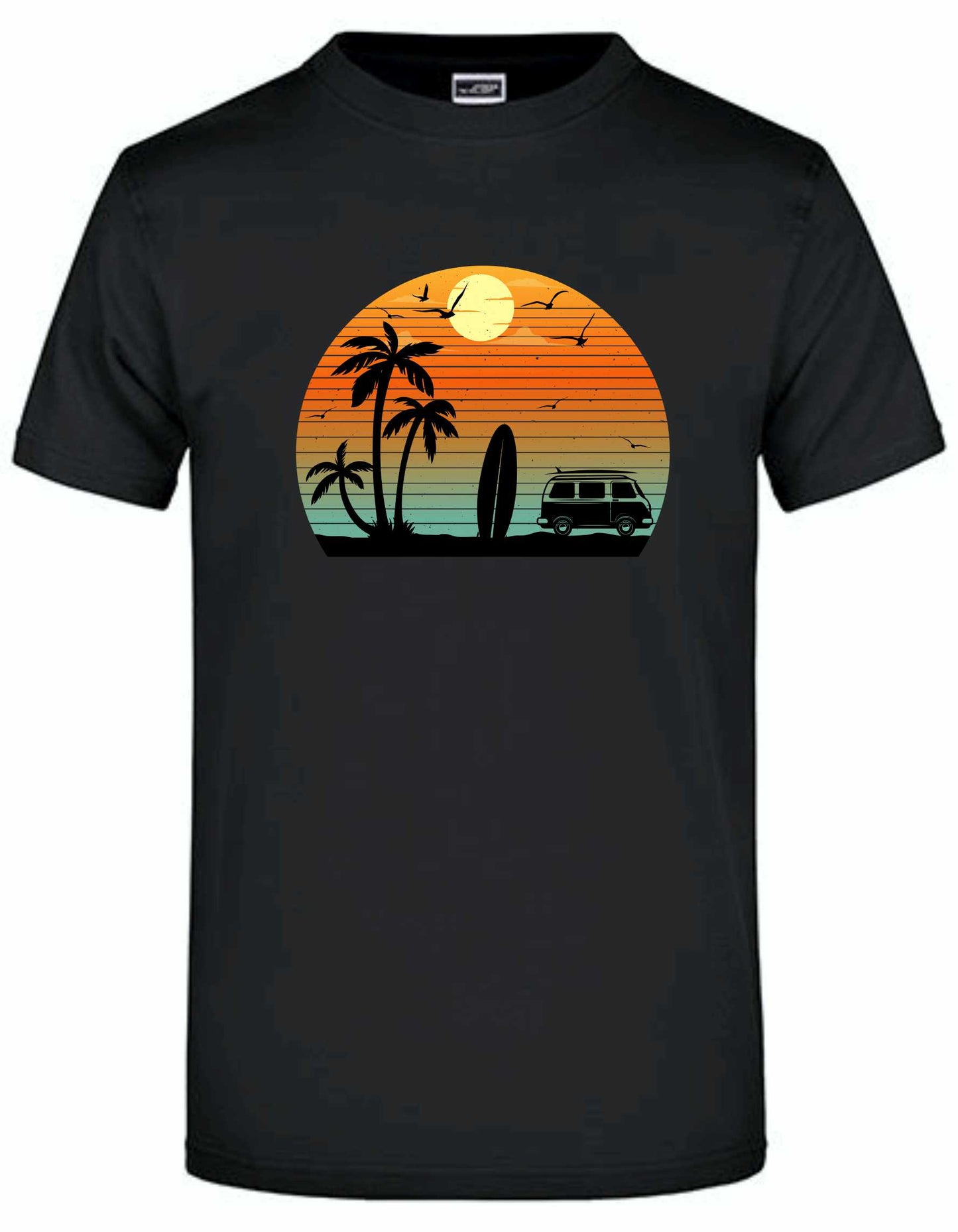 T-Shirt Bus Retro-Sunset Vintage Background