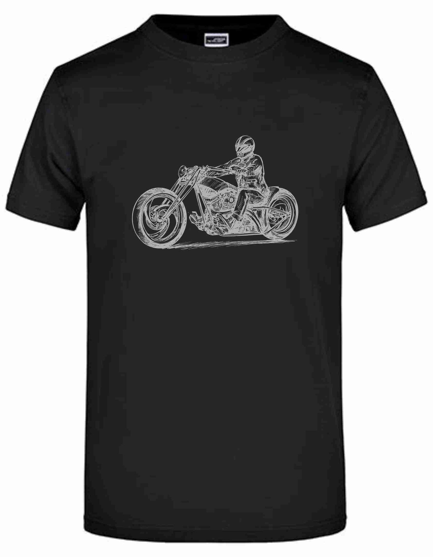 T-Shirt mit Aufdruck „Motorradfahrer Chopper Handzeichnung"