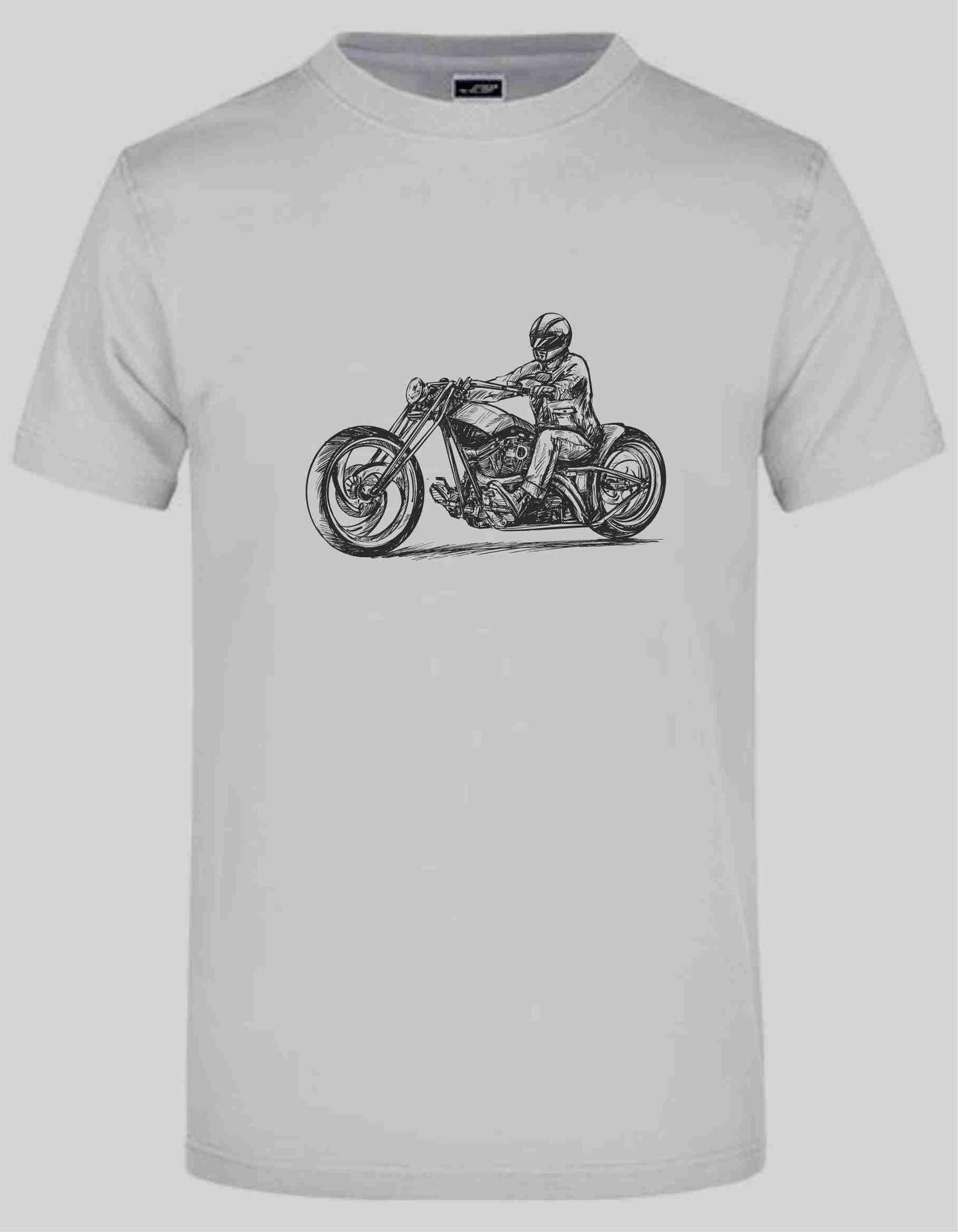 T-Shirt mit Aufdruck „Motorradfahrer Chopper Handzeichnung"