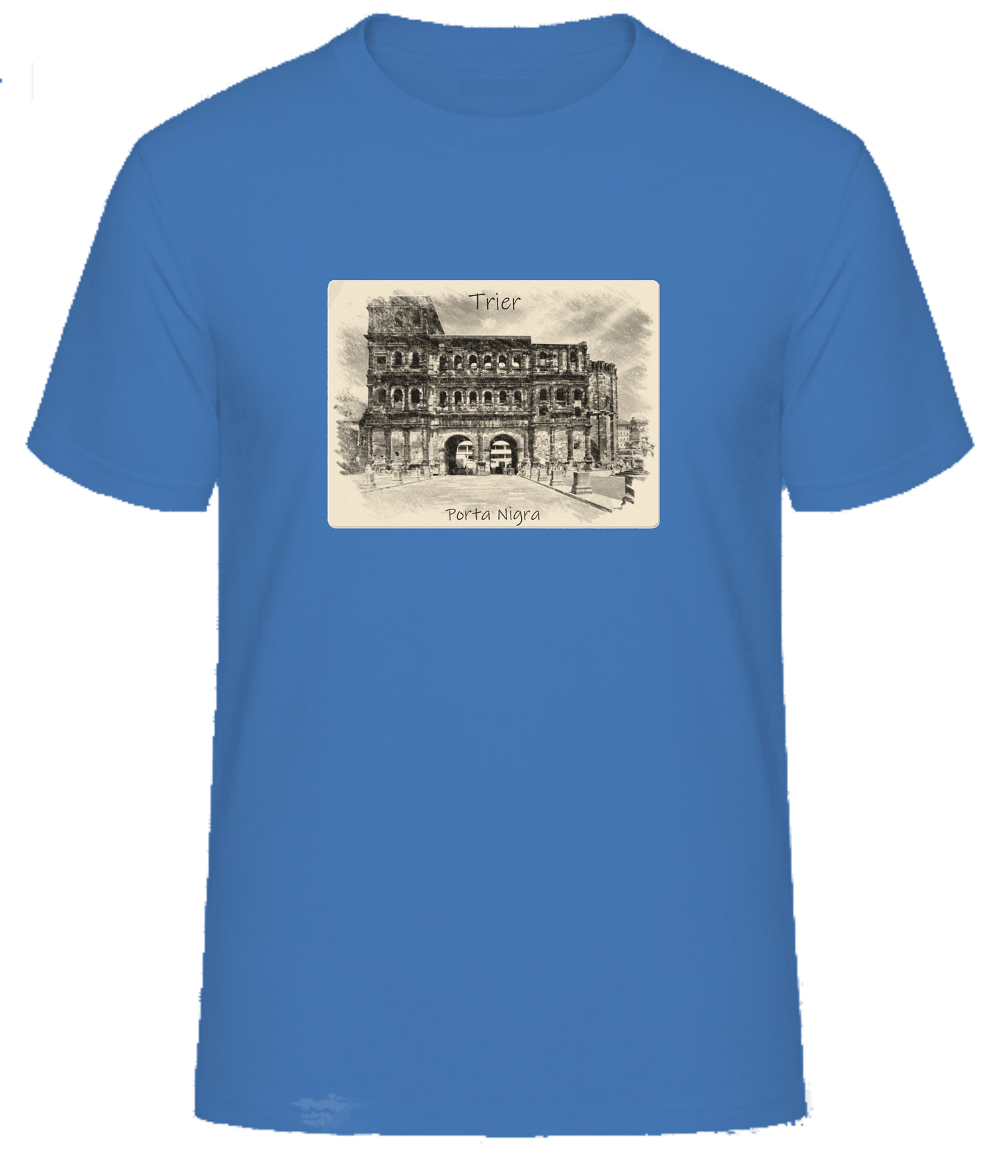 T-Shirt Trier mit Aufdruck Porta Nigra in 3D James & Nicholson Round-T Heavy JN002 - Tex-Druck.de Textildruck & mehr....