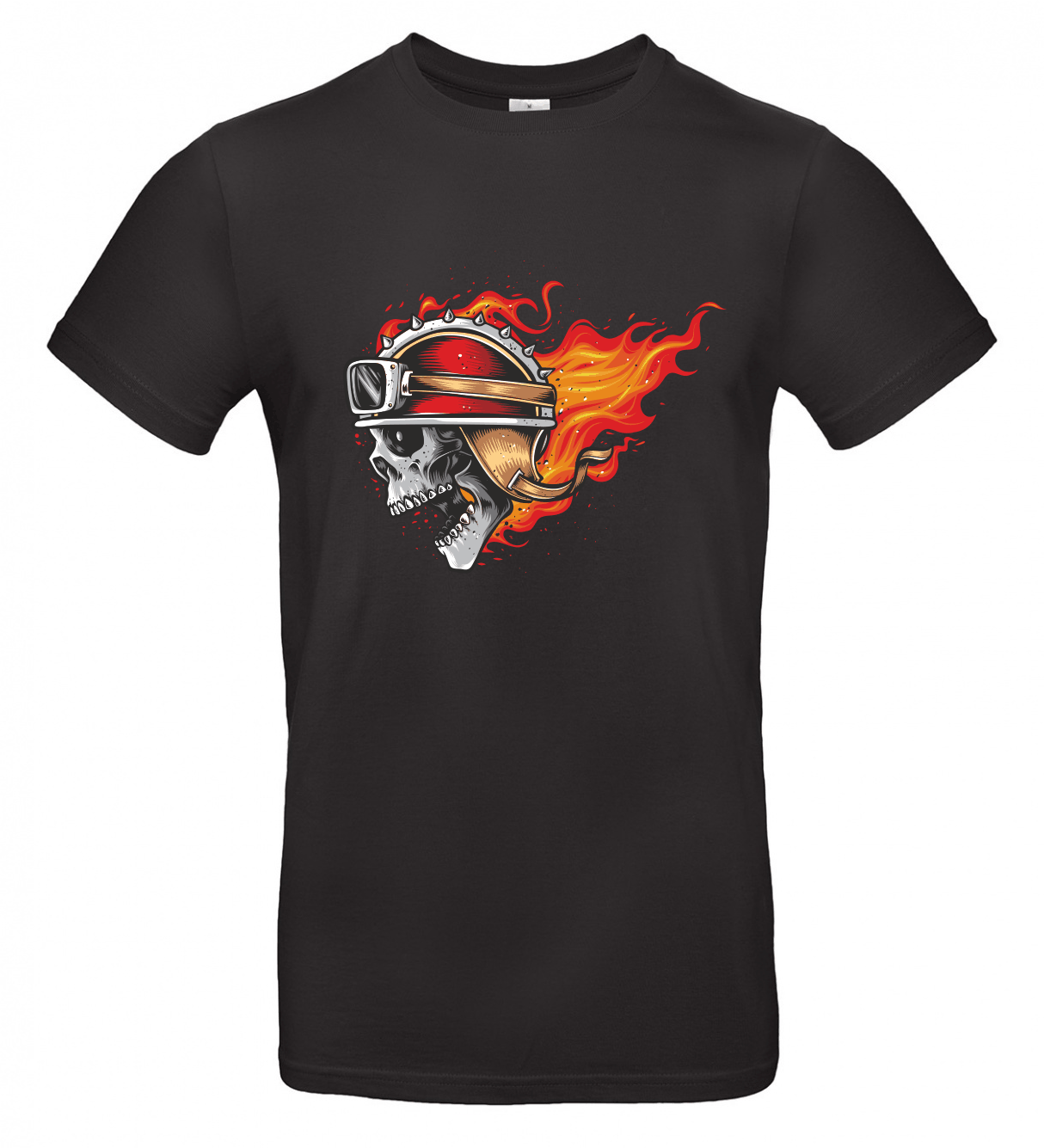 Totenkopf-Biker-Kopf auf Feuer - Tex-Druck.de Textildruck & mehr....