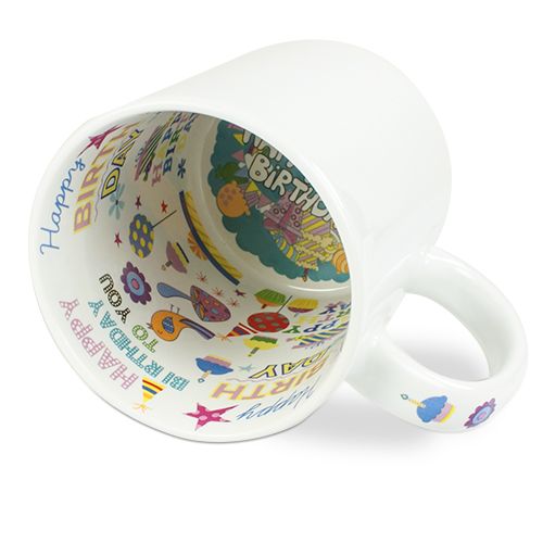 Keramik-Mottotasse 11oz weiß, mit Innendruck, div. Motive