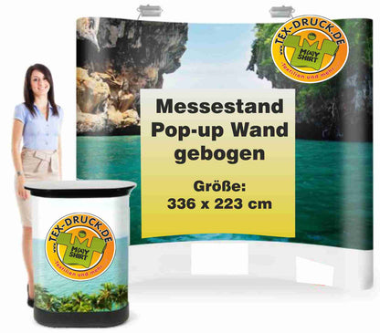 Messestand Pop-up Wand gebogen 336 x 223 cm oder 403 x 223 cm