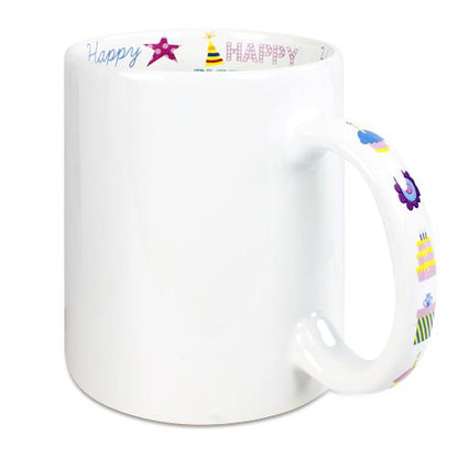 Keramik-Mottotasse 11oz weiß, mit Innendruck, div. Motive