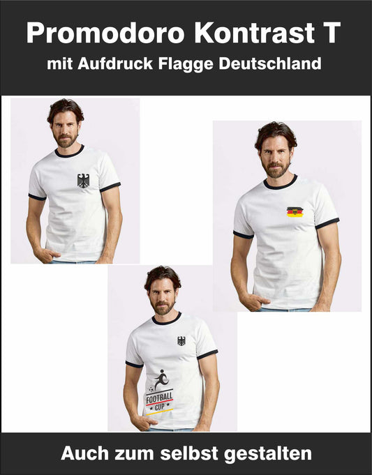 Promodoro Men´s  Kontrast-T mit Aufdruck Deutschland