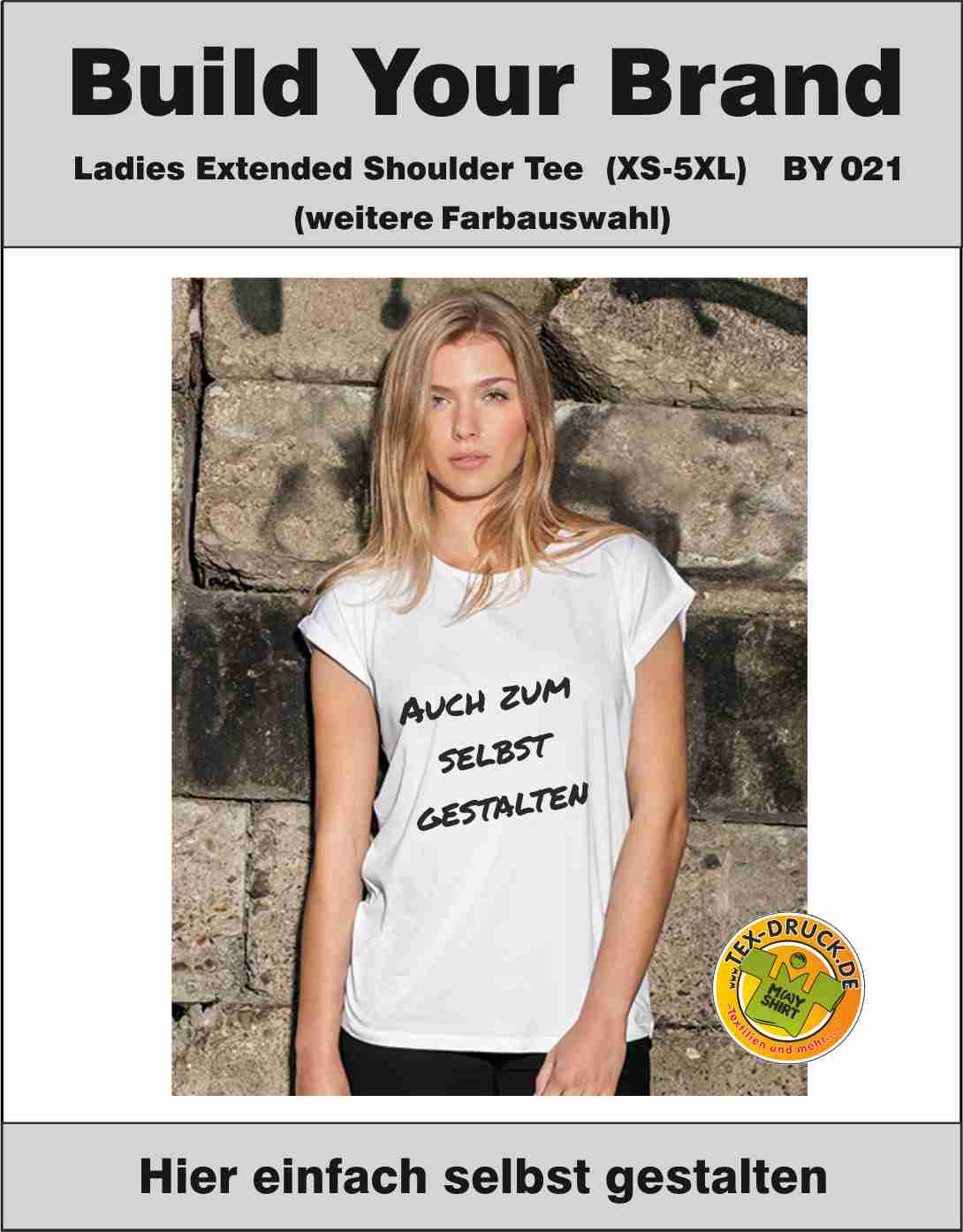 Ladies Extended Shoulder Tee Build Your Brand BY021 (weitere Farbauswahl)