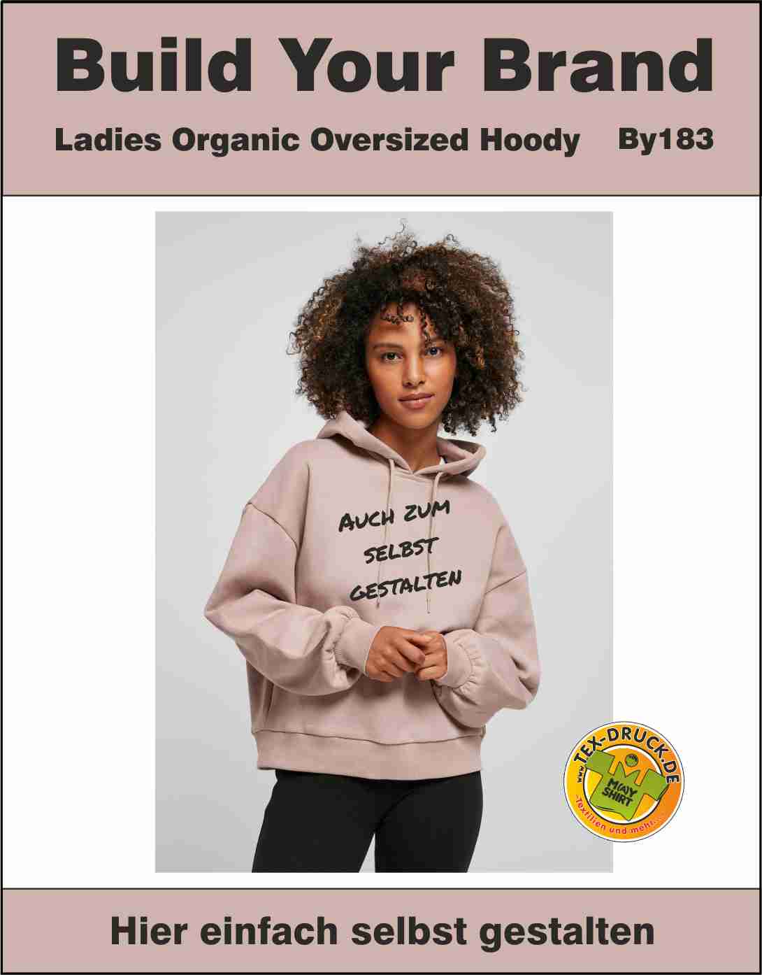 Build Your Brand Ladies Organic Oversized Hoody BY183