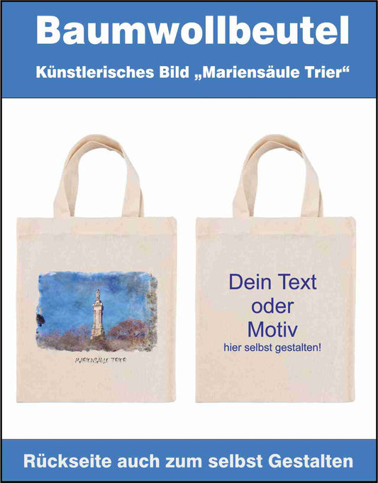 Baumwolltasche mit künstlerisches Bild „Mariensäule Trier“