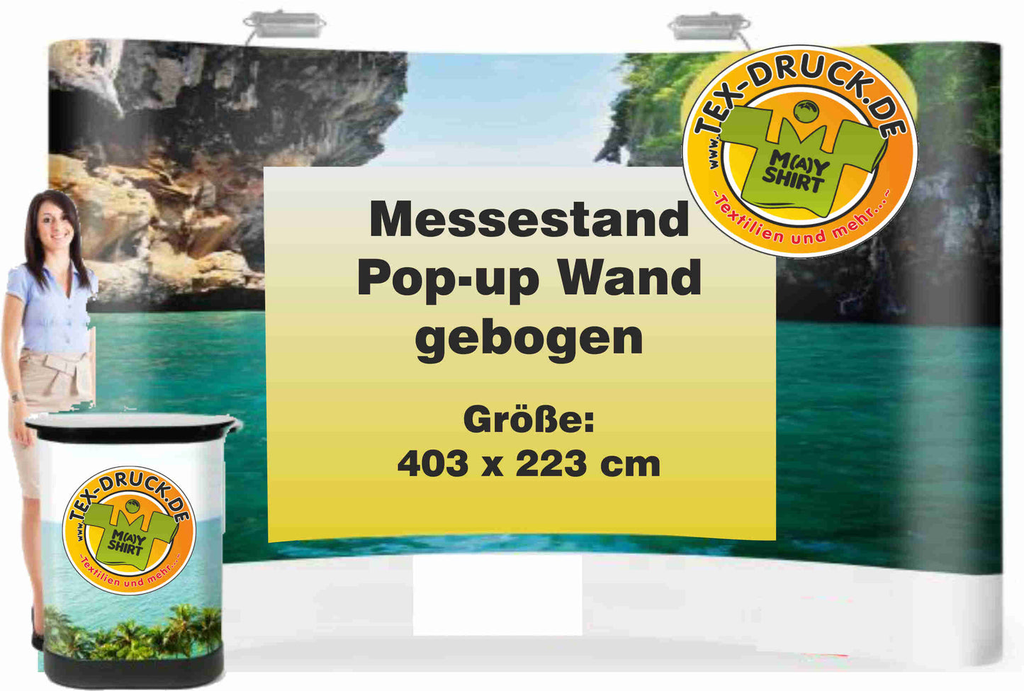 Messestand Pop-up Wand gebogen 336 x 223 cm oder 403 x 223 cm