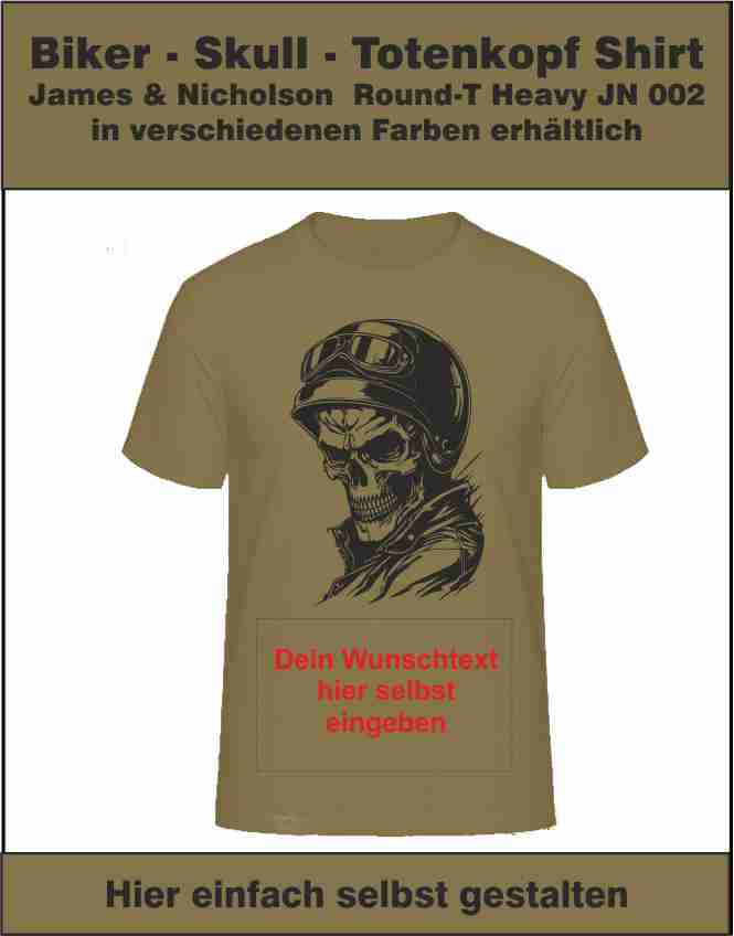 Biker Totenkopf T-Shirt auch zum selbst gestalten