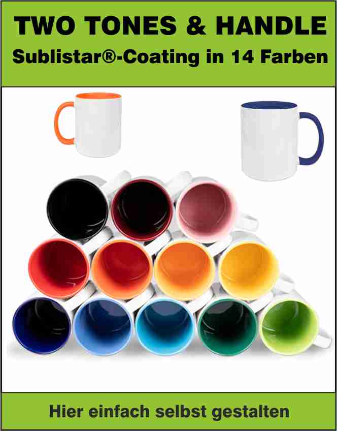 Tasse TWO TONES & HANDLE, Sublistar®-Coating  in 12 Farben TTH-ST-PU