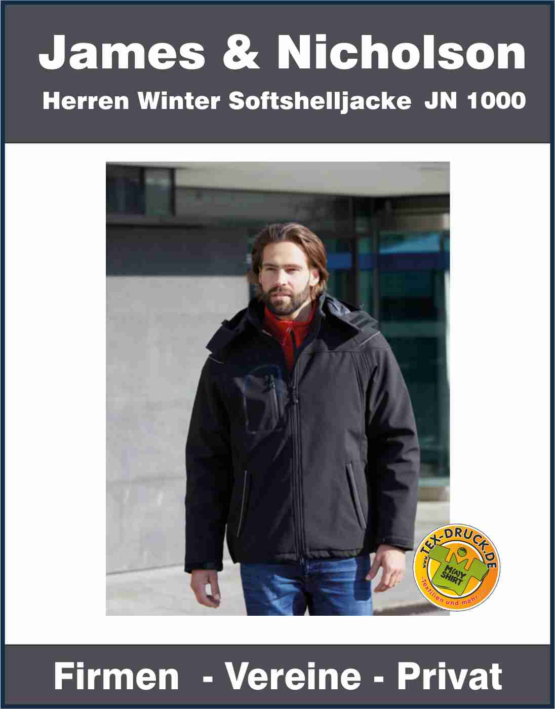 Herren Winter Softshelljacke James&Nicholson JN1000