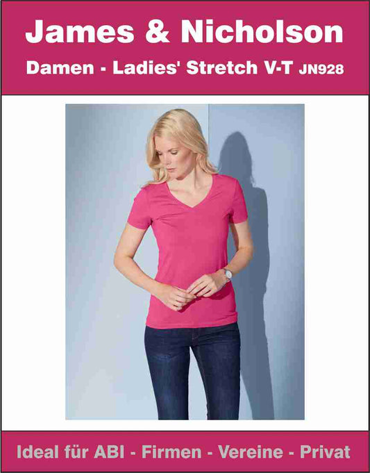 Damen - Ladies' Stretch V-Neck James & Nicholson  JN928