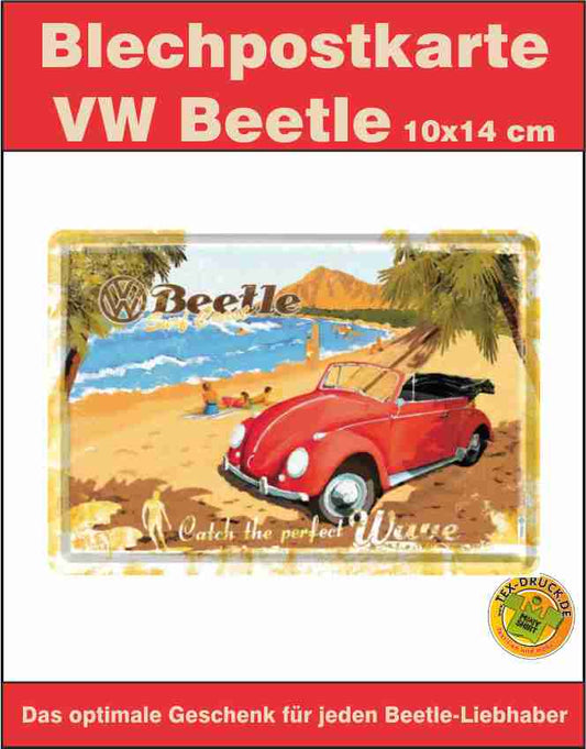 Blechpostkarte VW Käfer VW Beetle 10x14 cm