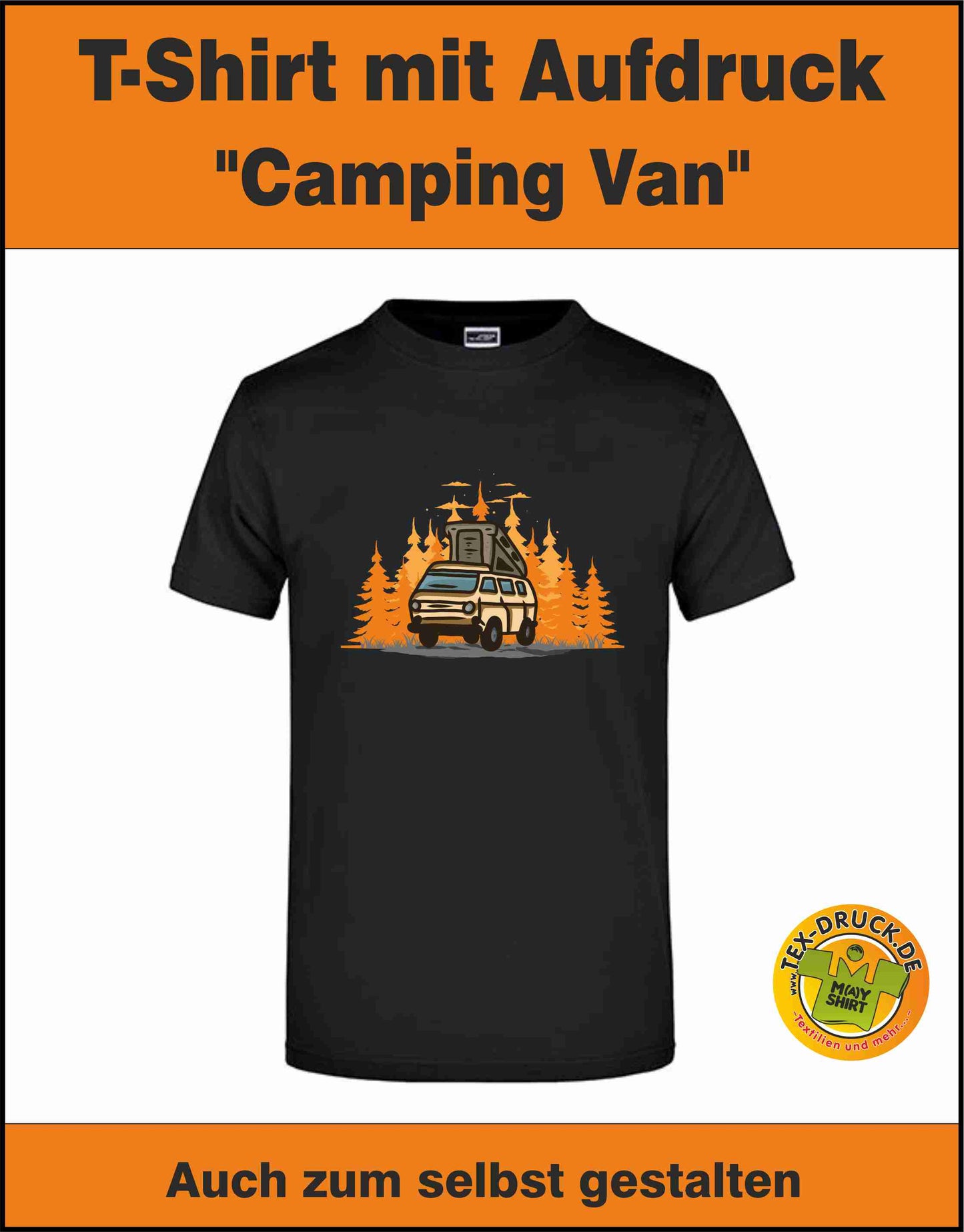 Camping Bus T-Shirt auch zum selbst gestalten bei tex-druck.de