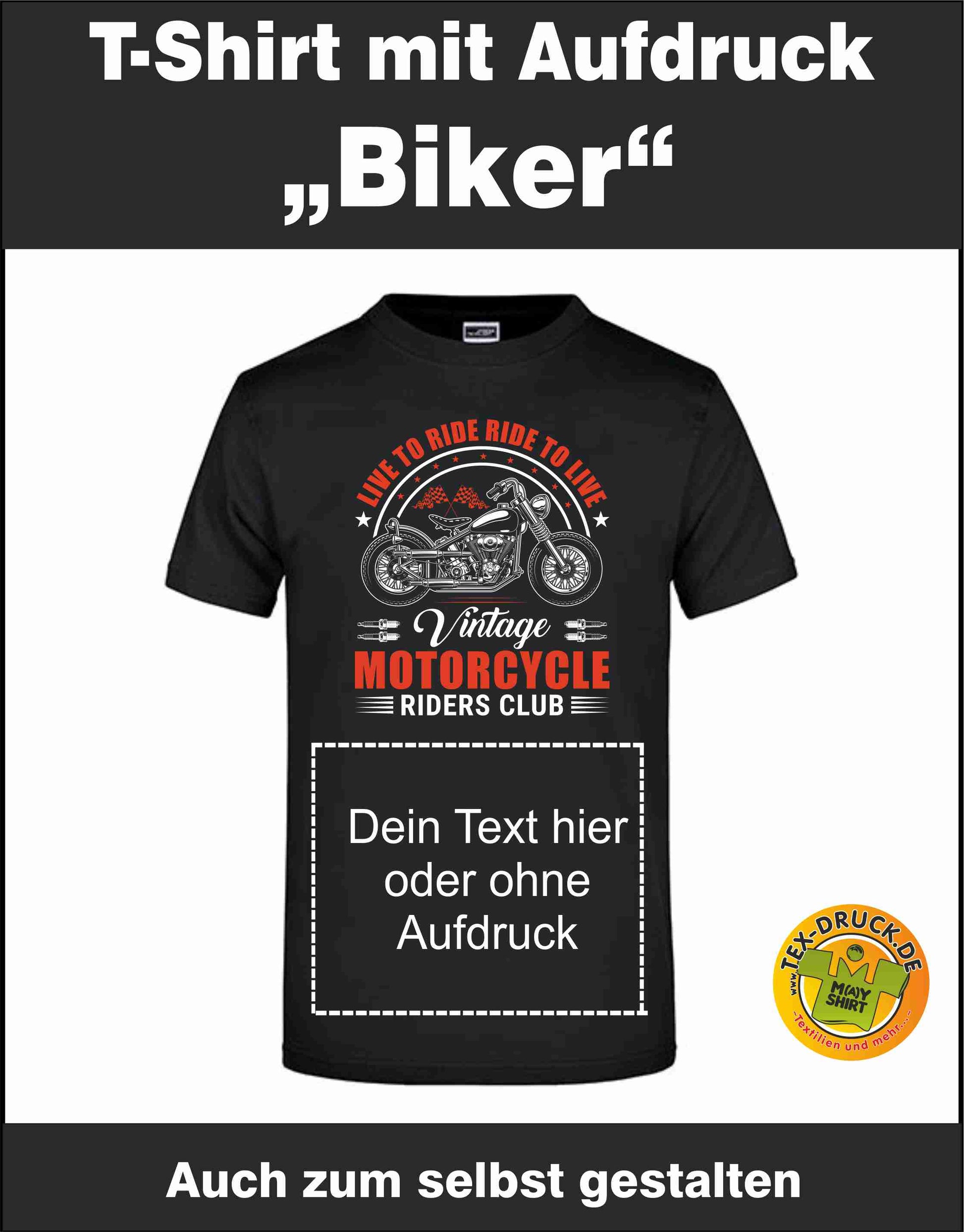 Motorcycle Riders-Club Blutprobe Bullen T-Shirt auch zum selbst gestalten bei tex-druck.de