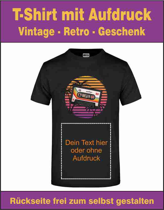 T-Shirt mit Aufdruck Cassette  Vintage - Retro - Geschenk