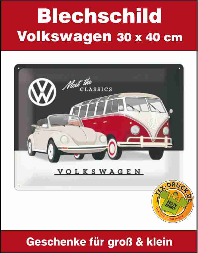 Blechschild 30x40 cm - Volkswagen - VW Meet The Classics 