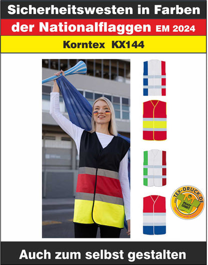 Sicherheitswesten in Farben der Nationalflaggen EM2024 Korntex  KX144