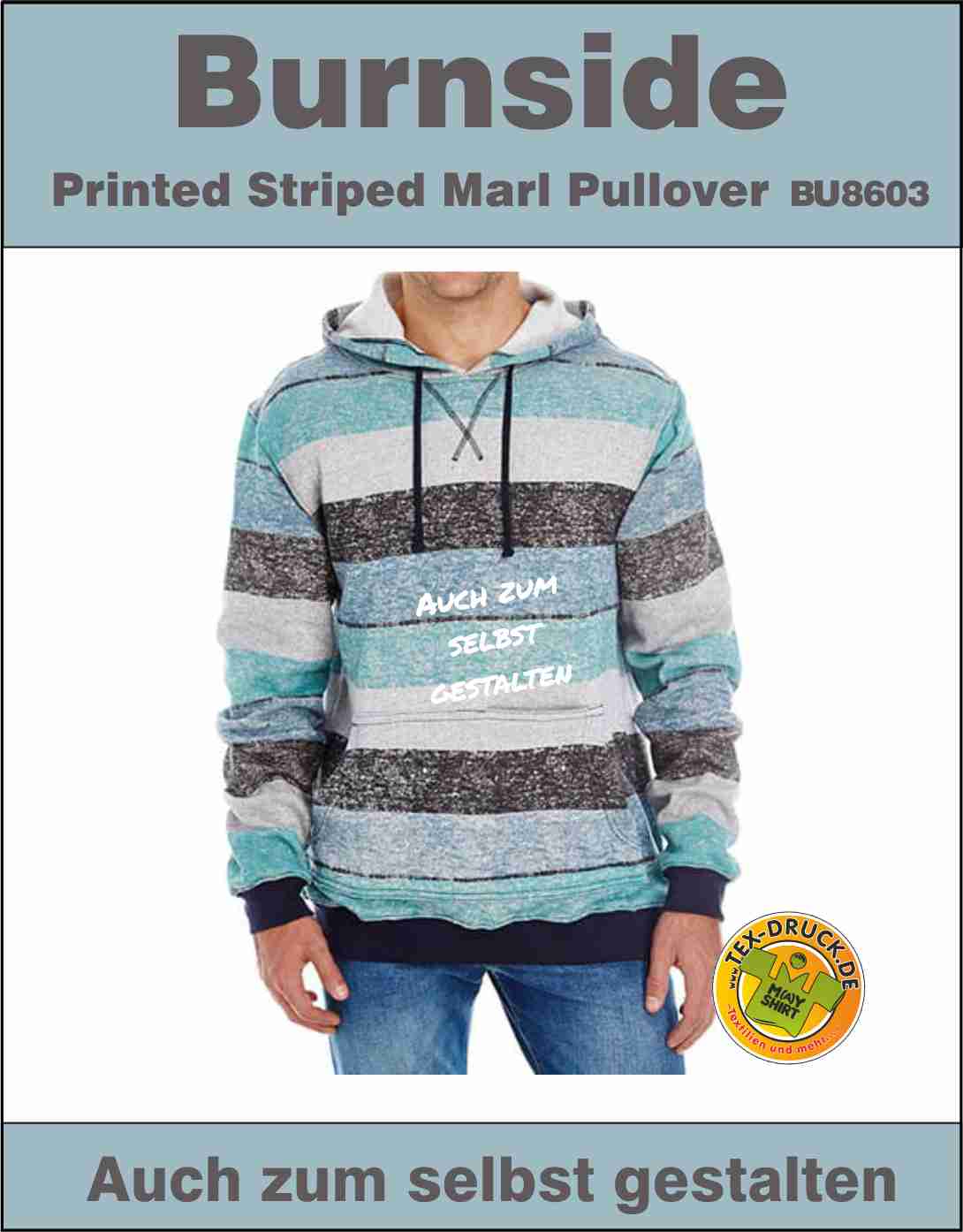 Printed Striped Marl Pullover Burnside BU8603