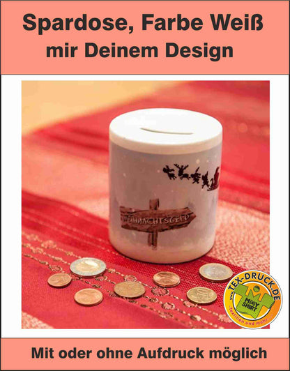 Spardose, Farbe Weiß mit oder ohne Aufdruck