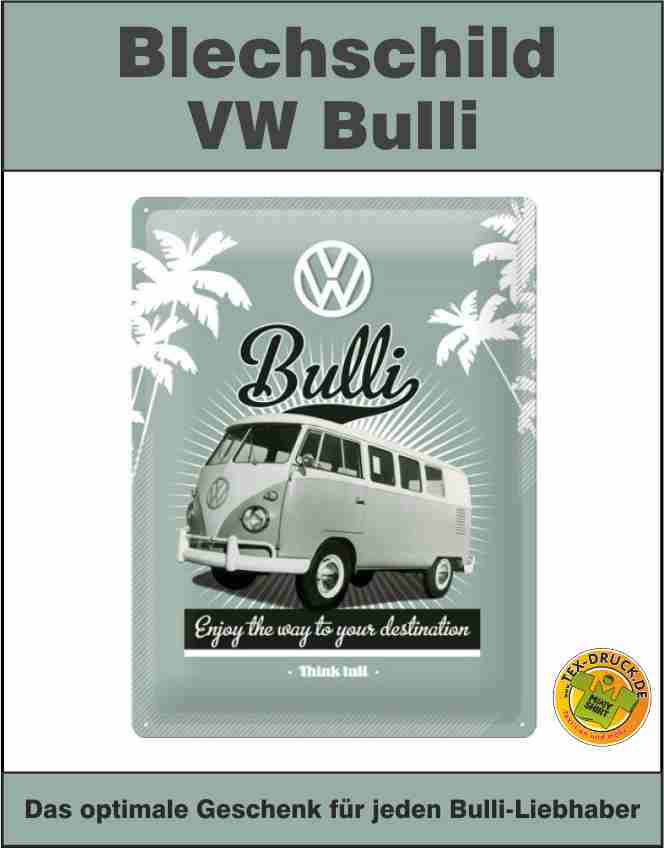 Blechschild VW Bus Bulli 30x40 cm das optimale Geschenk für jeden VW-Liebhaber