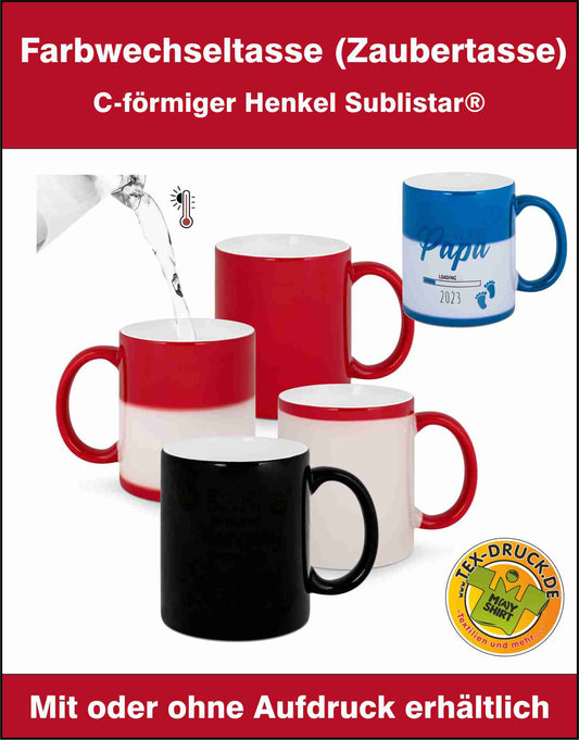 Sublistar® Farbwechseltasse (Zaubertasse) Modell CC, 11oz, C-förmiger Henkel