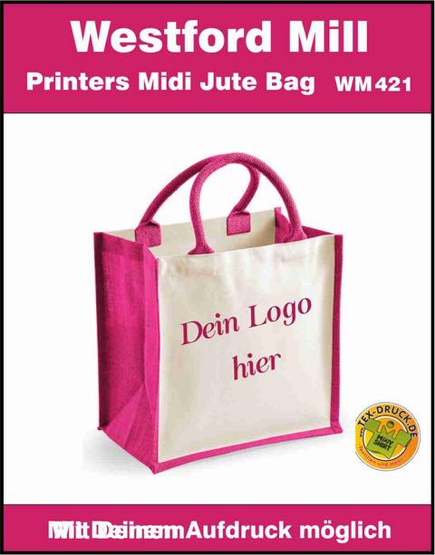 Printers Midi Jute Bag Westford Mill WM421