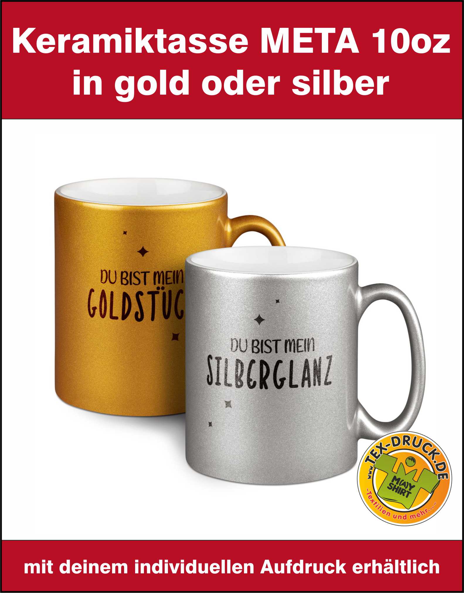 Keramiktasse META 10oz in gold oder silber