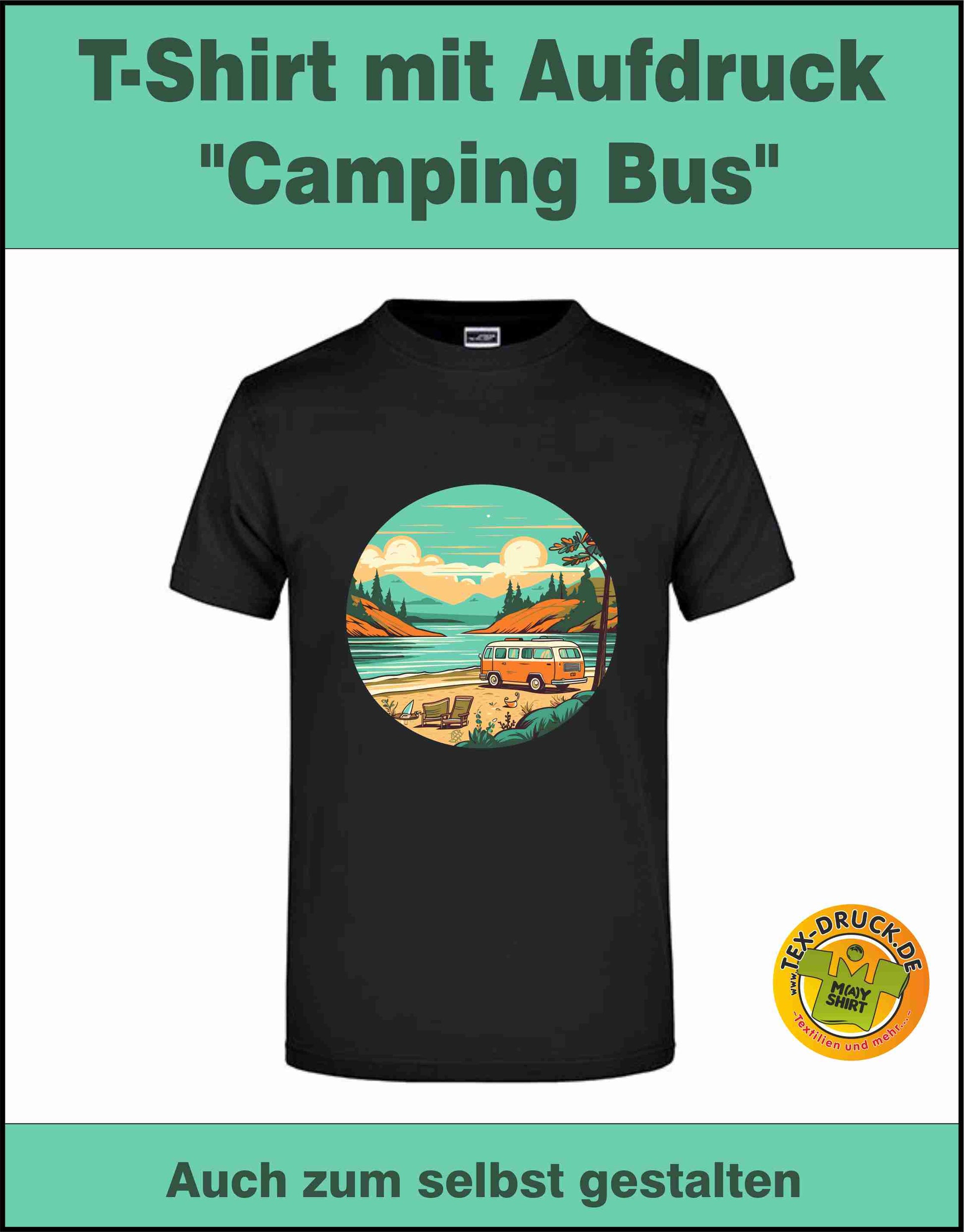Camping Bus  T-Shirt auch zum selbst gestalten bei tex-druck.de