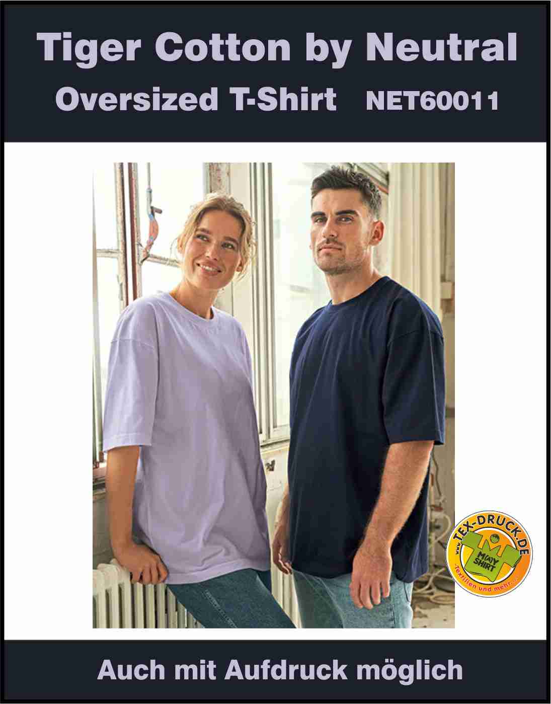 Oversized T-Shirt Tiger Cotton by Neutral NET60011