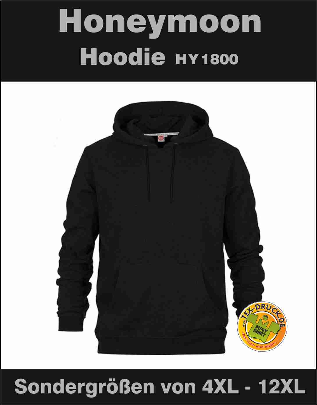 Hoodie Honeymoon HY1800 Übergrößen von 4XL-12XL