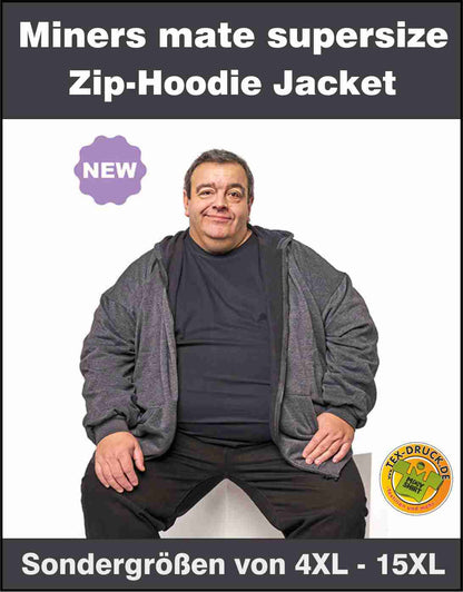 Miners mate supersize Unisex Zip-Jacket Übergrößen von 4XL-15XL