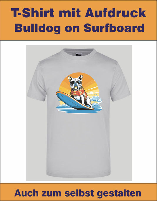 T-Shirt mit Aufdruck "Bulldog on Surfboard"