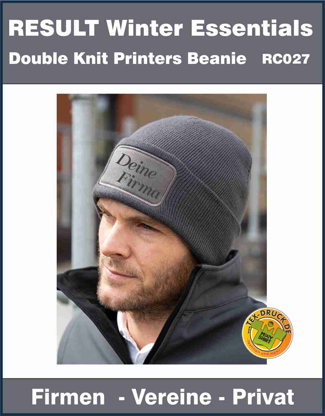 Result Winter Essentials Double Knit Printers Beanie RC027