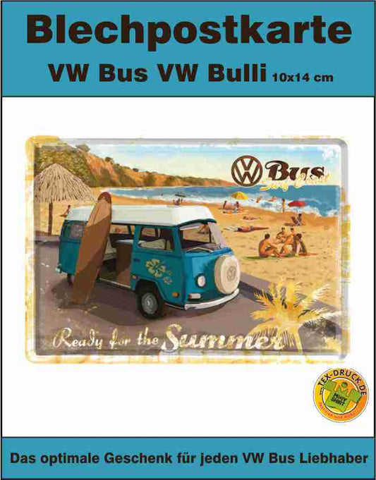 Blechpostkarte VW Bulli 10x14 cm