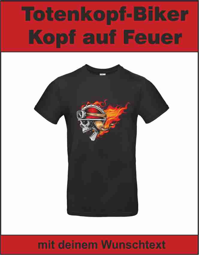 Totenkopf-Biker-Kopf auf Feuer