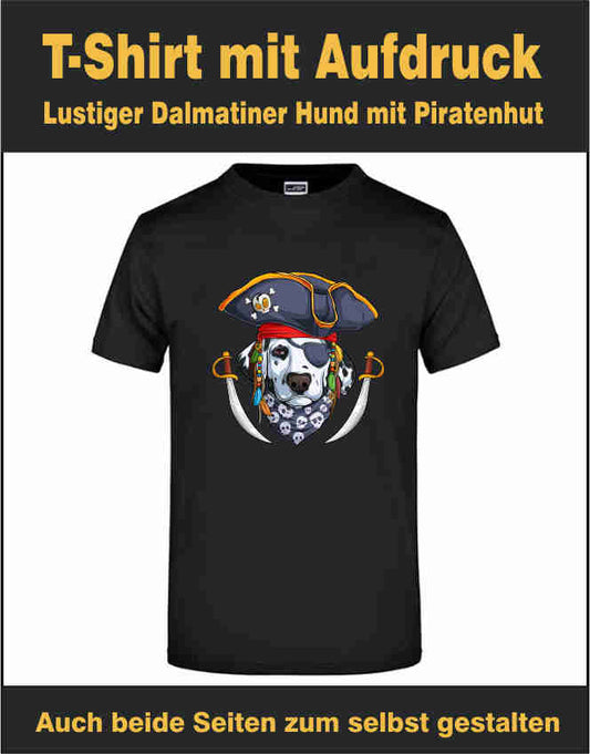 T-Shirt mit Aufdruck Lustiger Dalmatiner Hund mit Piratenhut